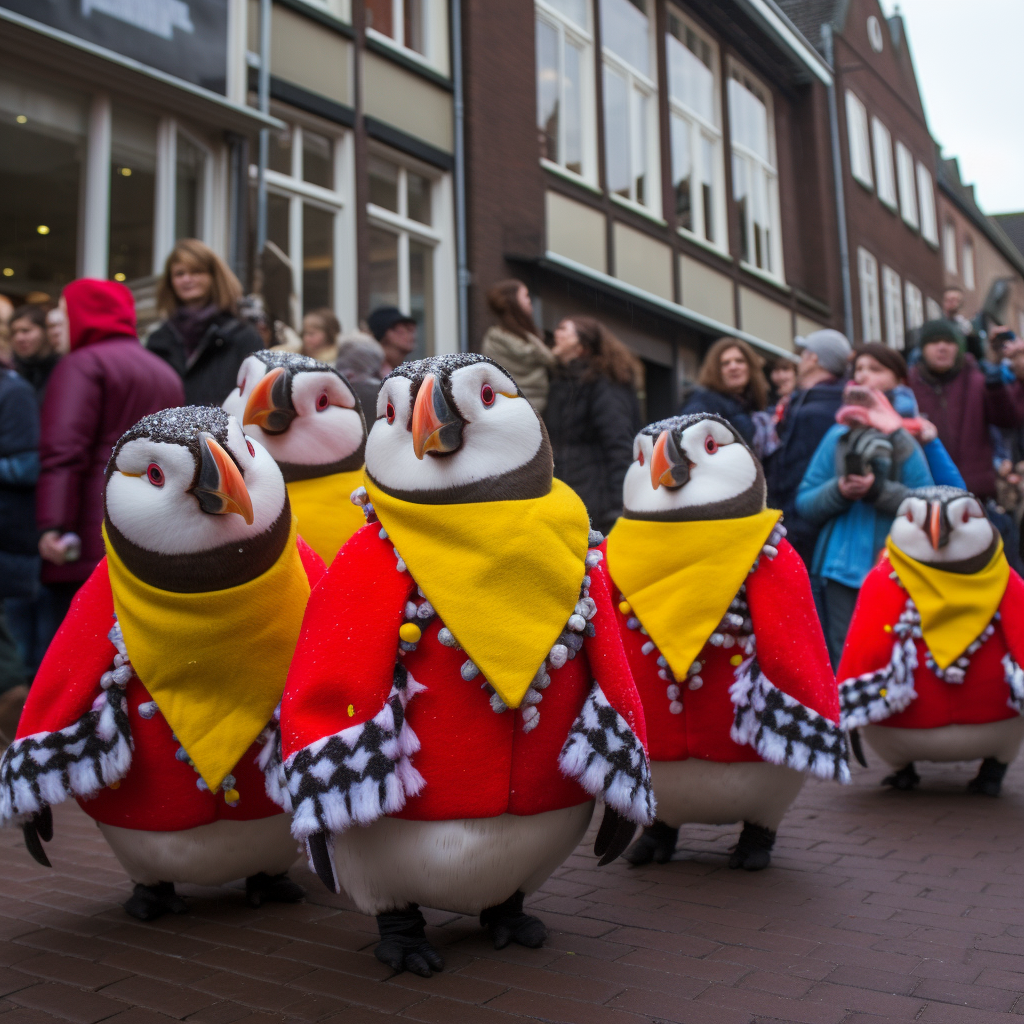 Cute Penguins at Carnaval with Scarfs