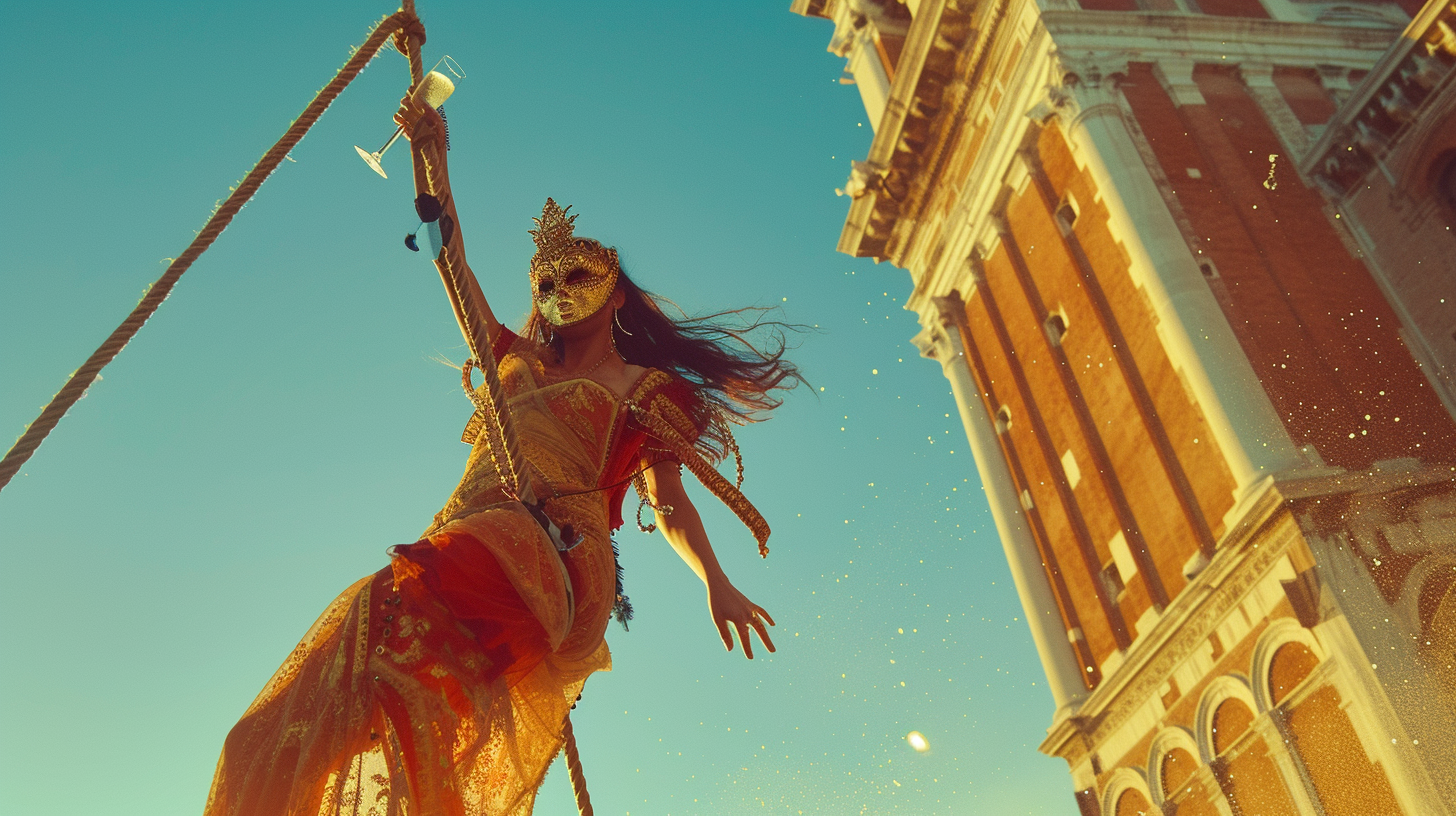 Female on Swing at Venice Carnival