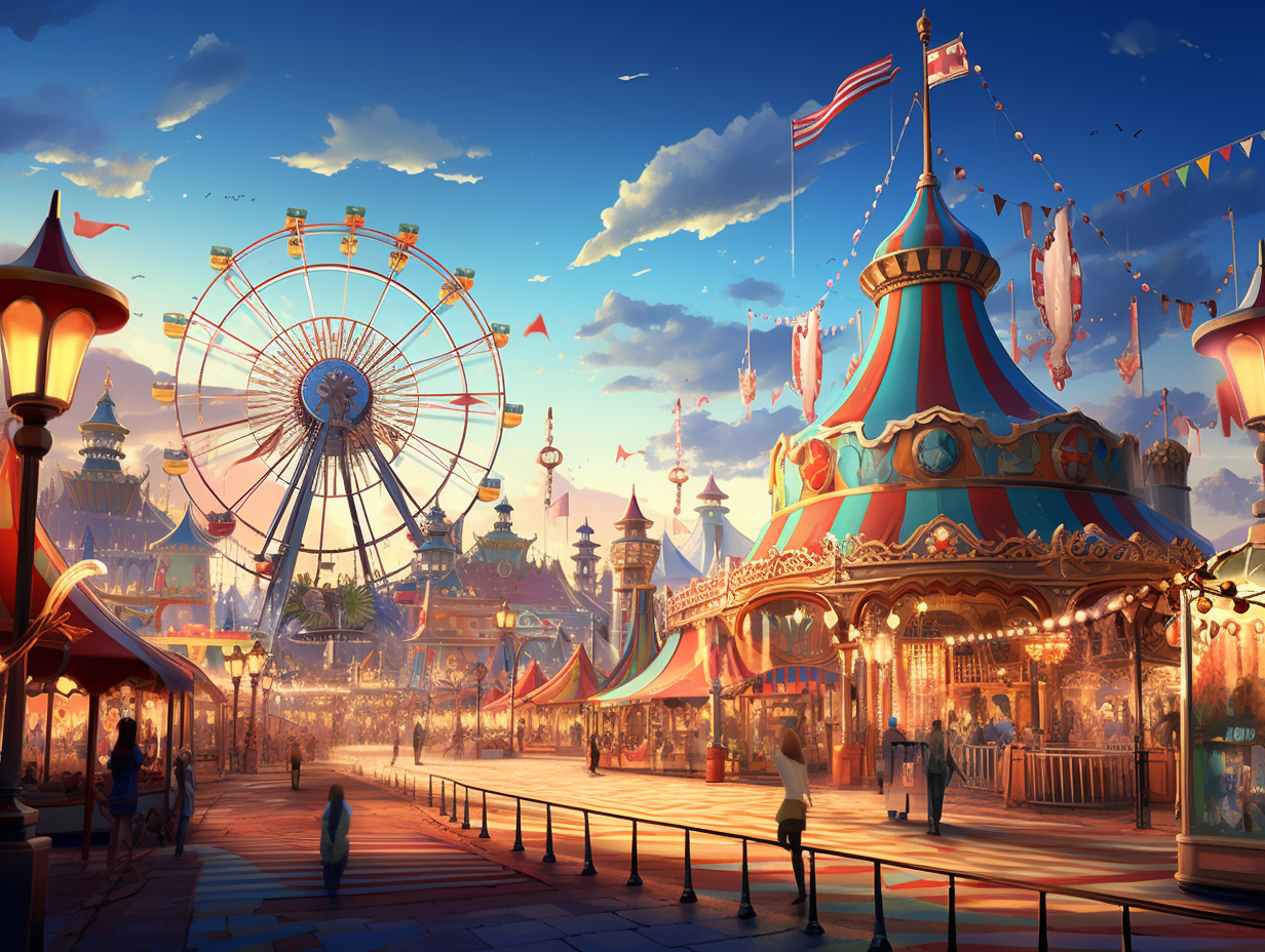 Colorful Carnival Fair in Pixar Art Style