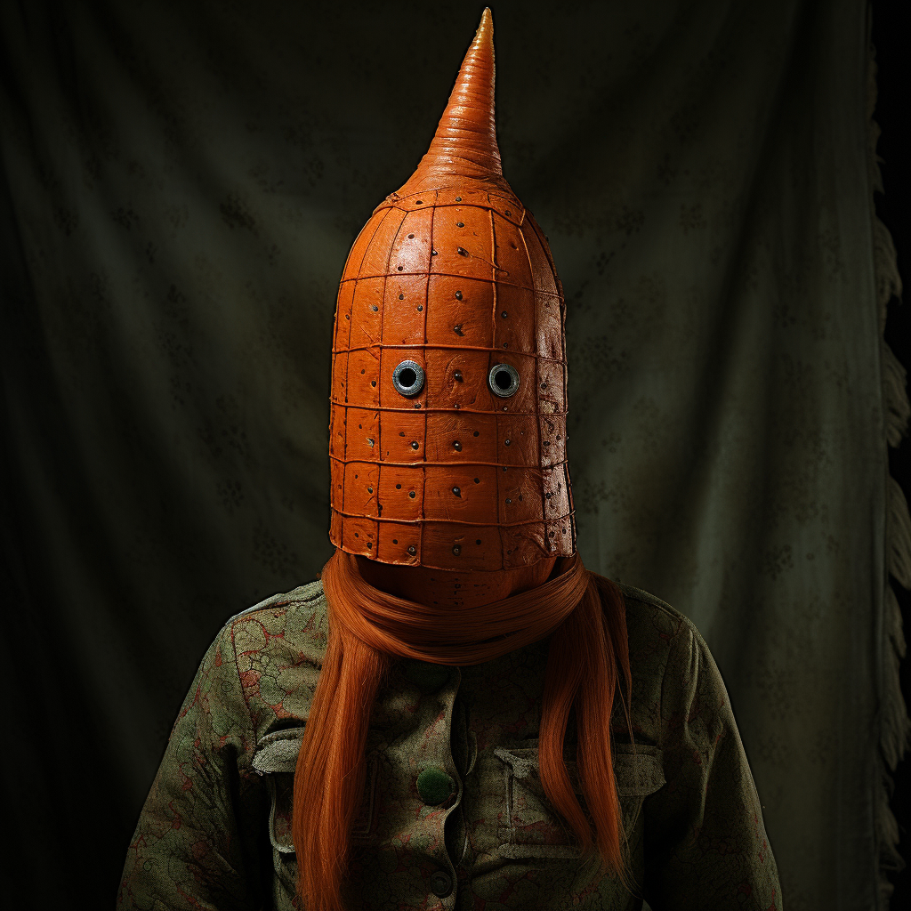 Carrot head man in chaotic environment