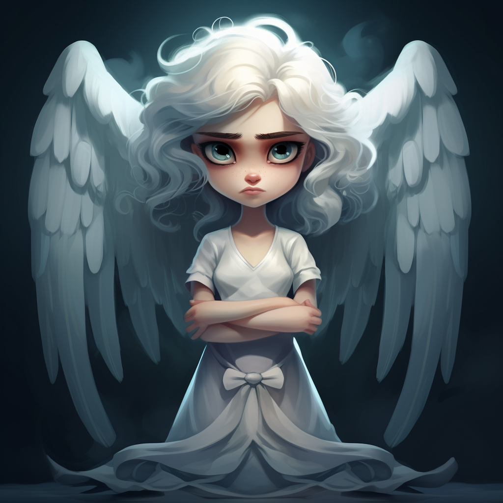 Cartoon angel with crossed arms