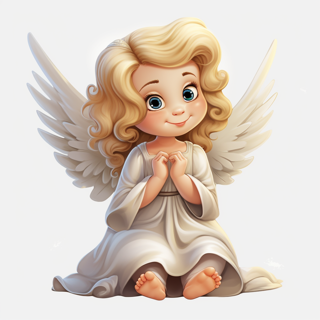 Cute cartoon angel illustration with transparent background