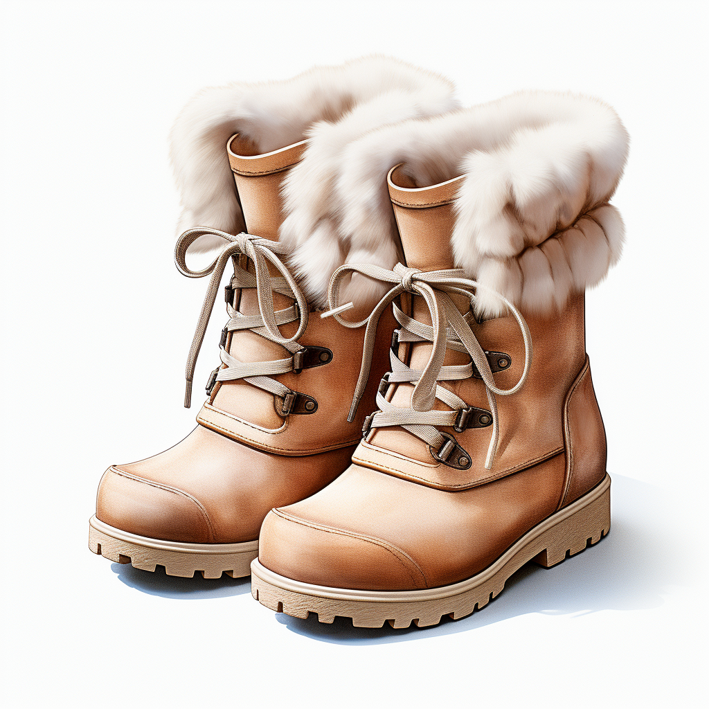 Cartoon art of UGG Bailey Bow boots with white fur