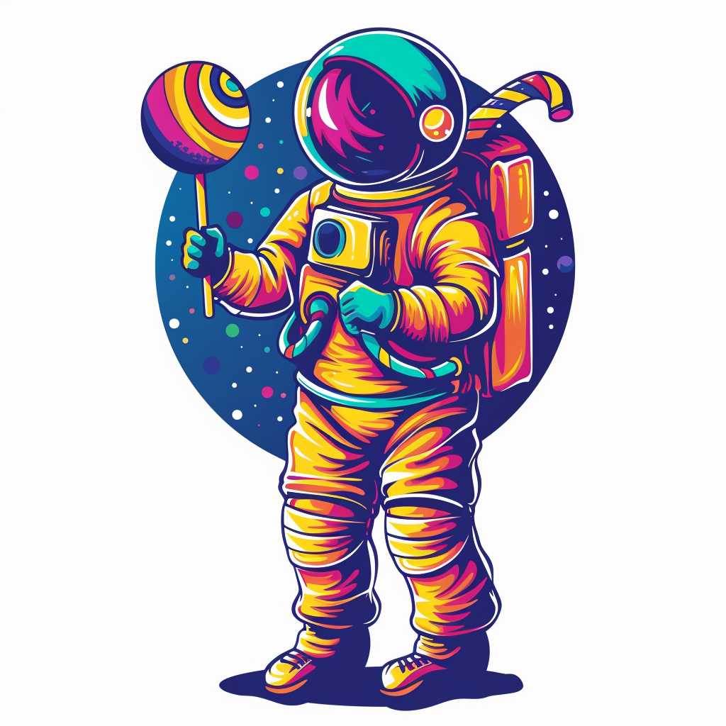 Cartoon Astronaut with Candy Sucker