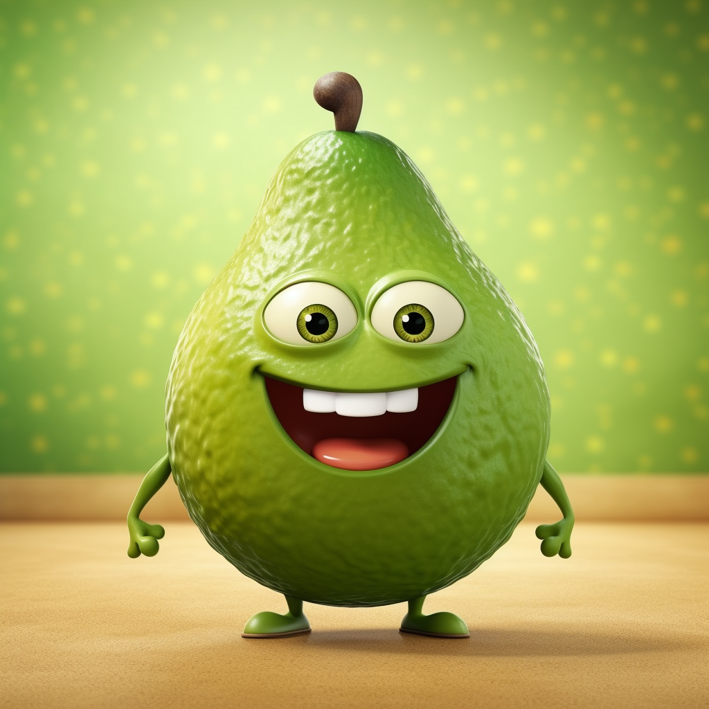 Cute cartoon avocado character with big eyes