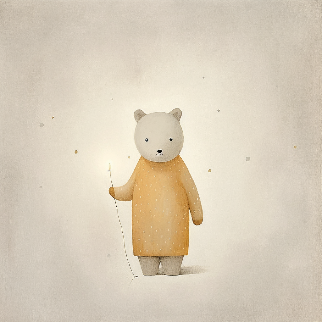 Adorable cartoon baby bear with polka dots