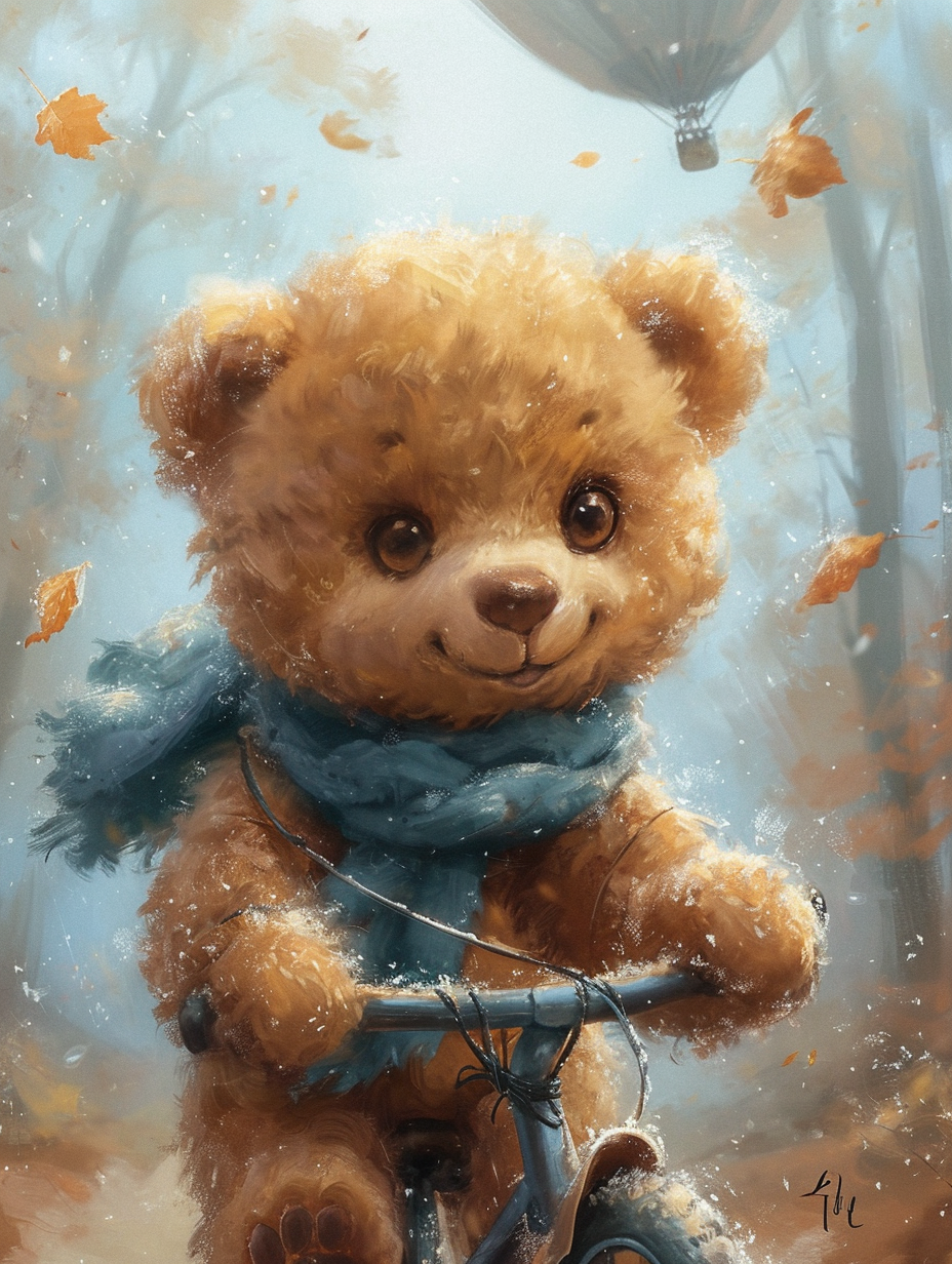 Baby Teddy Bear Riding Balloon