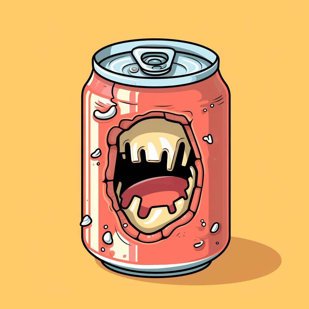 Cartoon beer can opening itself