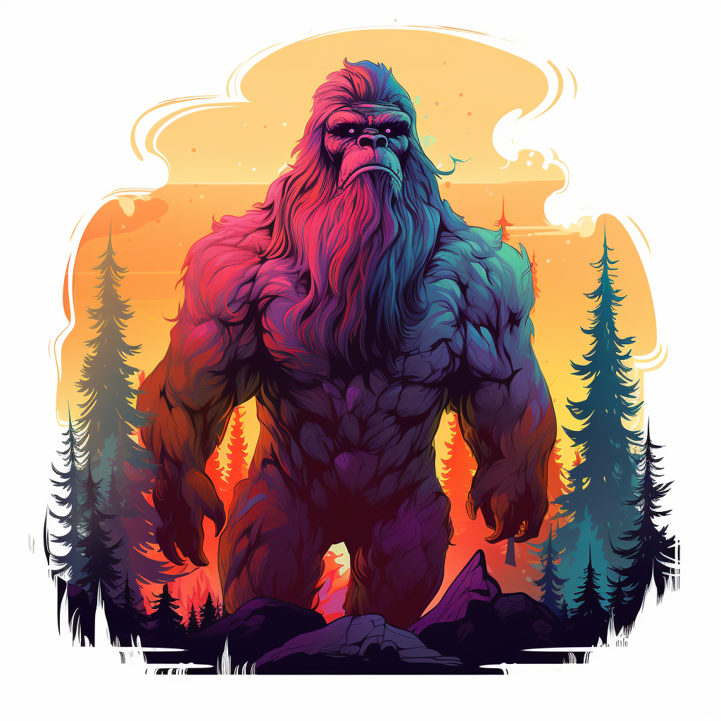 Cartoon bigfoot minimalistic vibrant art