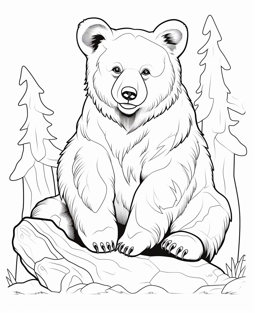 Cartoon black bear coloring page