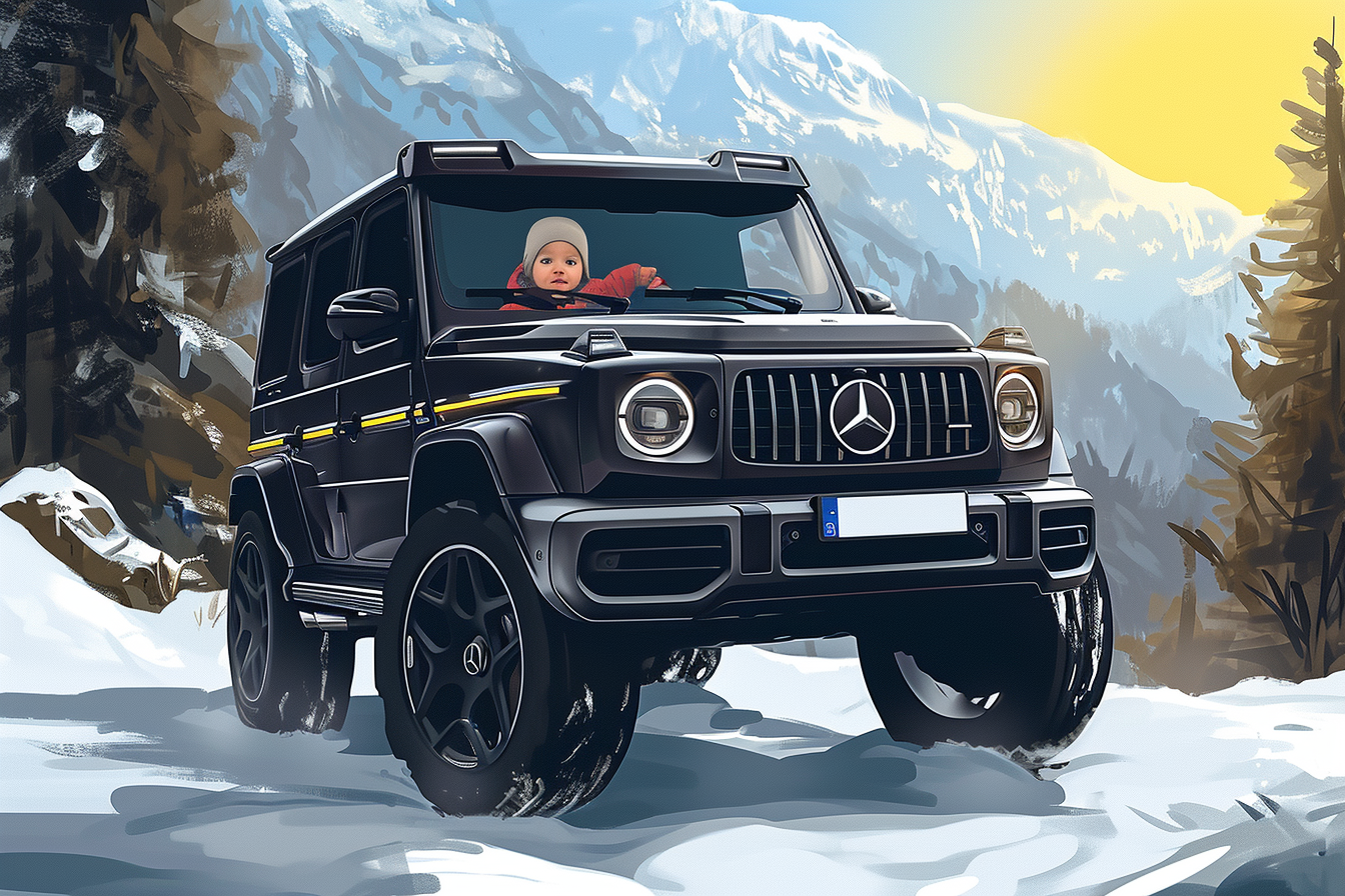 Black Mercedes G-Wagon Cartoon Car for Kids