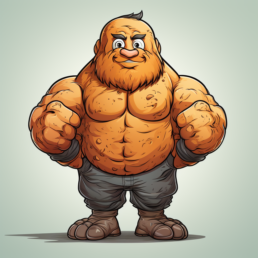 Cartoon body builder potato