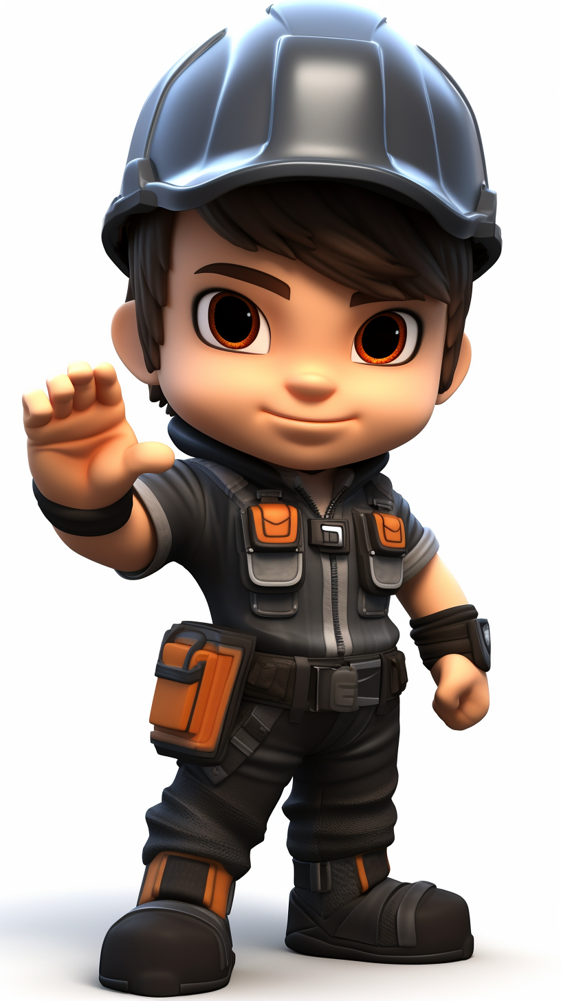 Cartoon boy chibi worker in work clothes