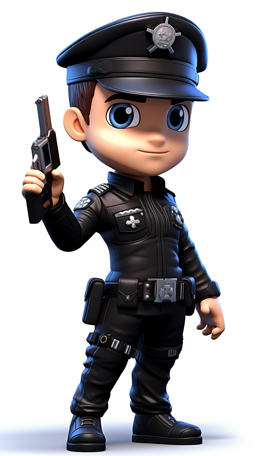 Chibi style cartoon boy police in uniform