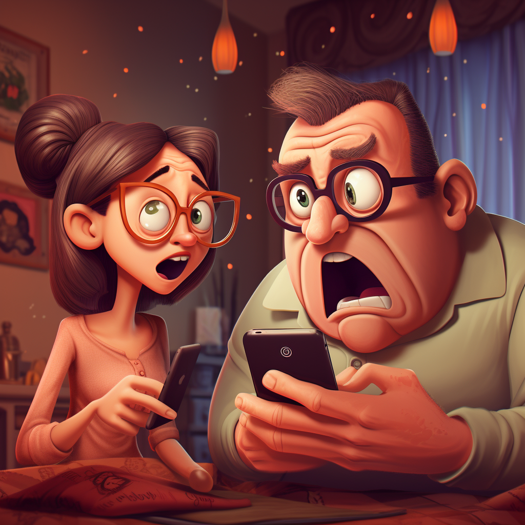 Angry couple with man on mobile