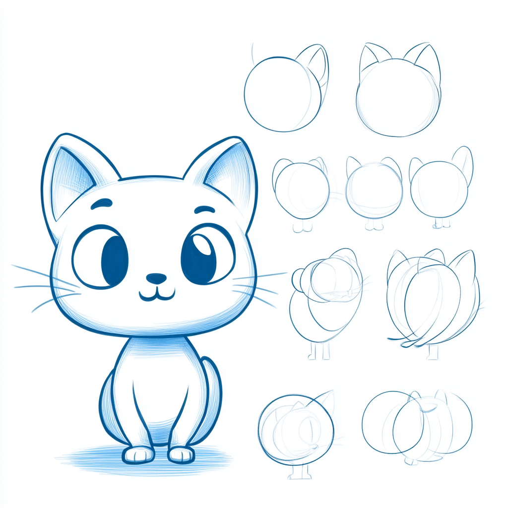 Step by step cat drawing