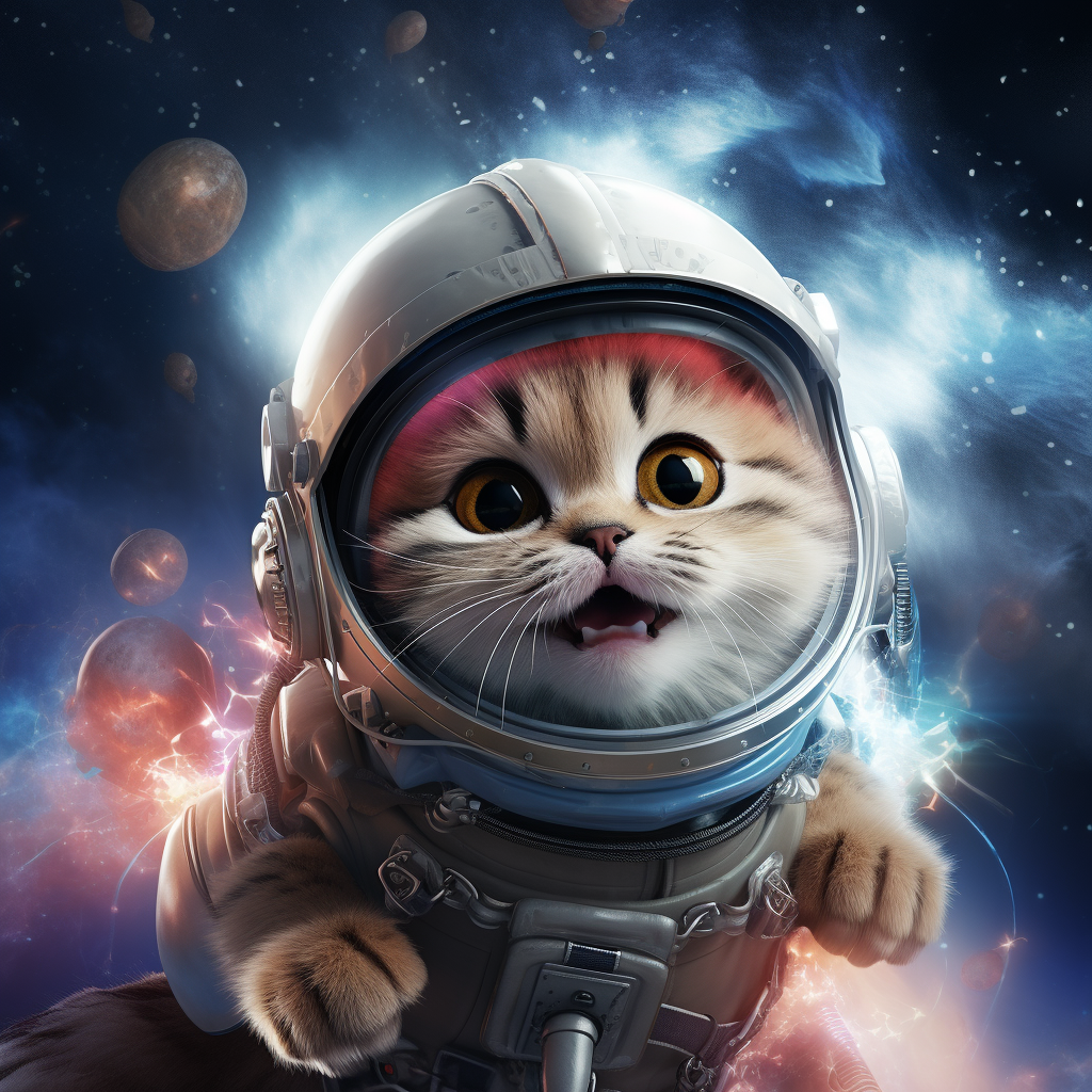 Cartoon cat in space marketing campaign