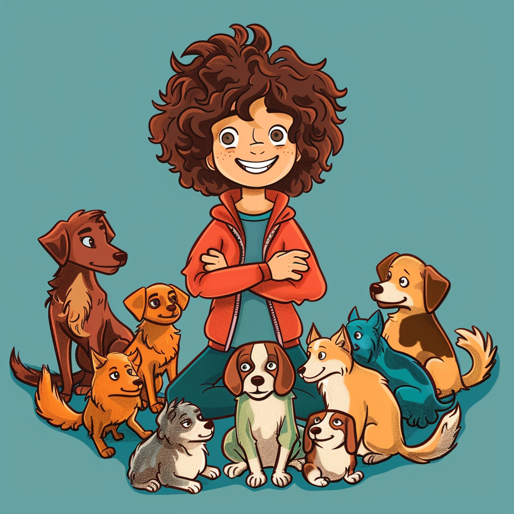 Teen with pets in circle