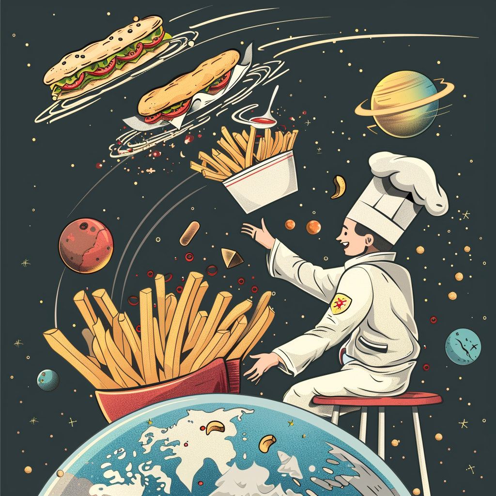 Cartoon Chef in Space