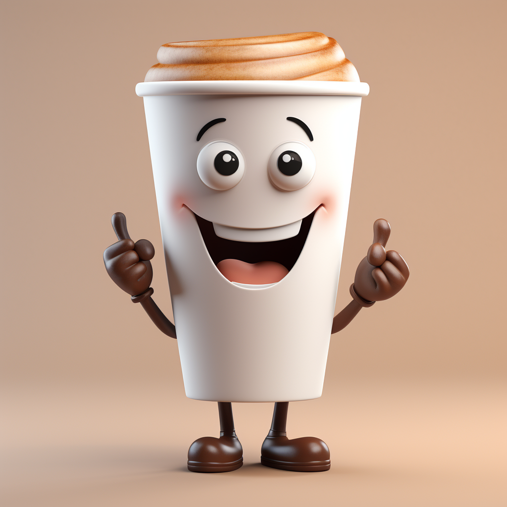 Smiling Cartoon Coffee Cup Walking