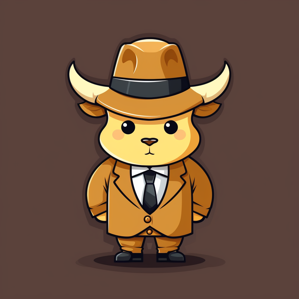 Cartoon cow wearing a detective costume