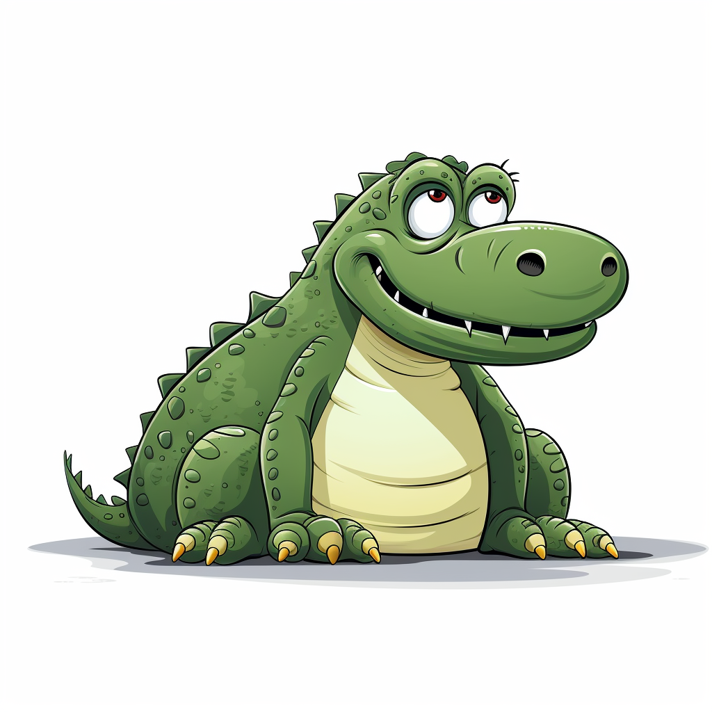 Cartoon crocodile sitting from behind