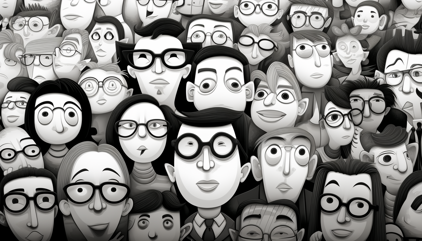 Crowd with Glasses Cartoon Design