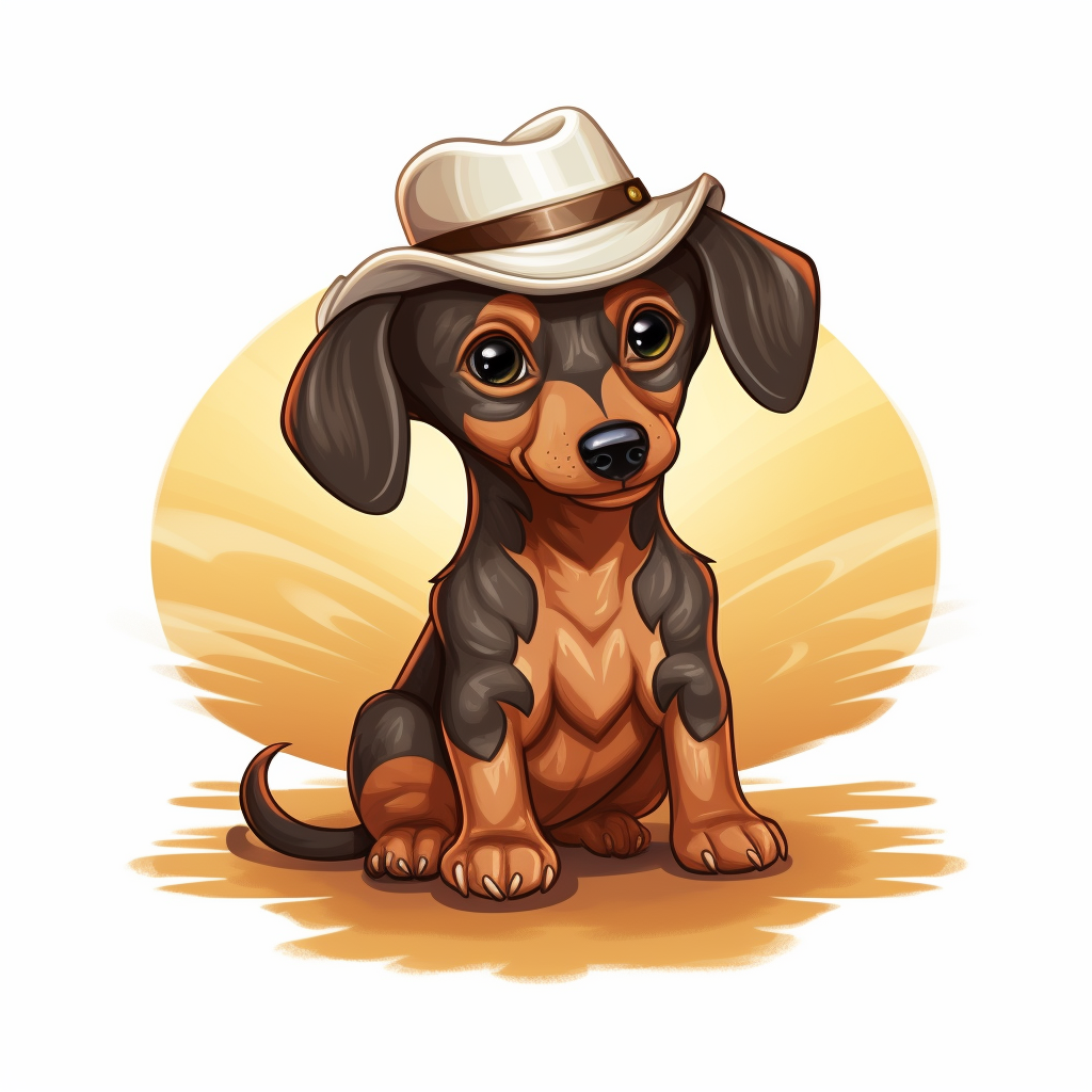 Cute Dachshund dog with cowboy hat and angel wings