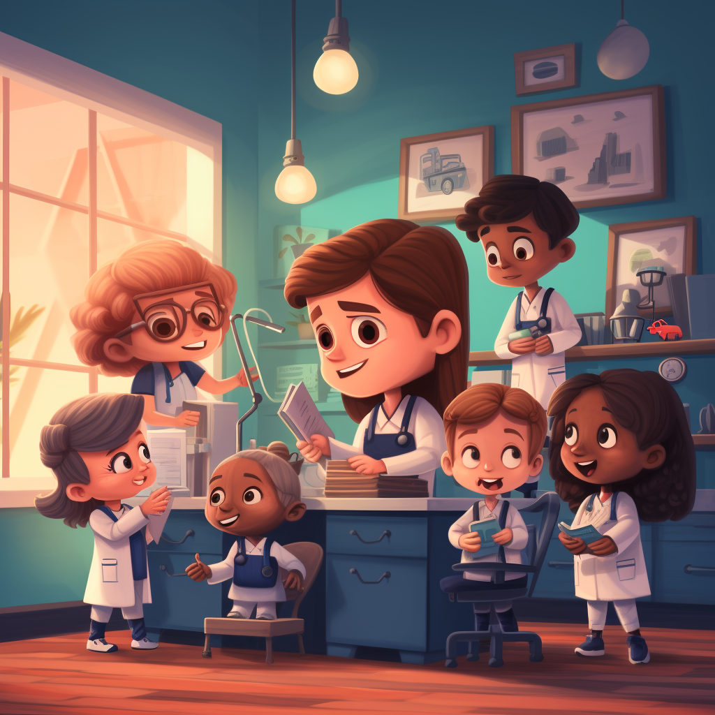 Cute cartoon doctors office illustration