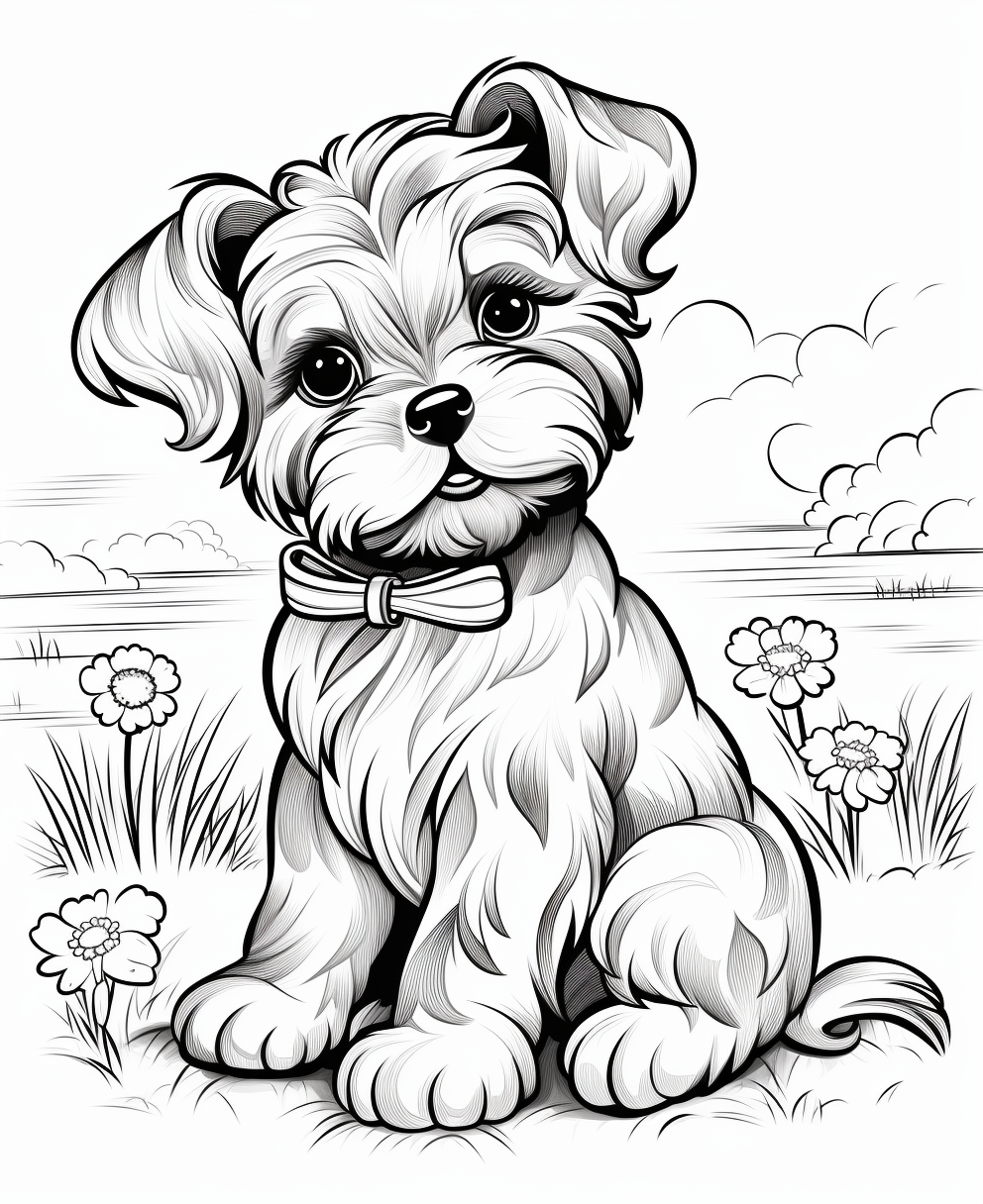 Cartoon dog coloring page for kids