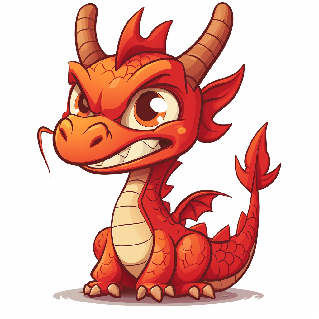 Funny cartoon dragon clipart illustration