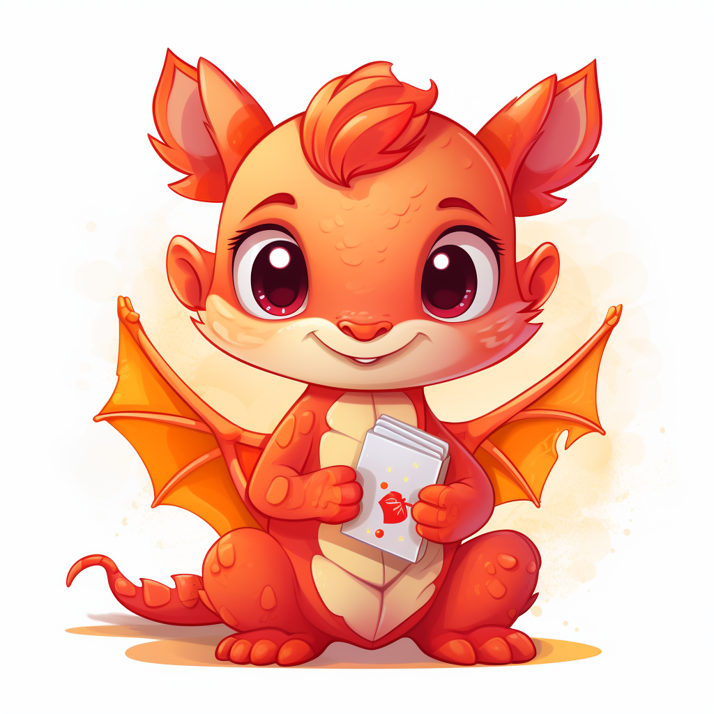 Super cute cartoon dragon holding a lucky red envelope