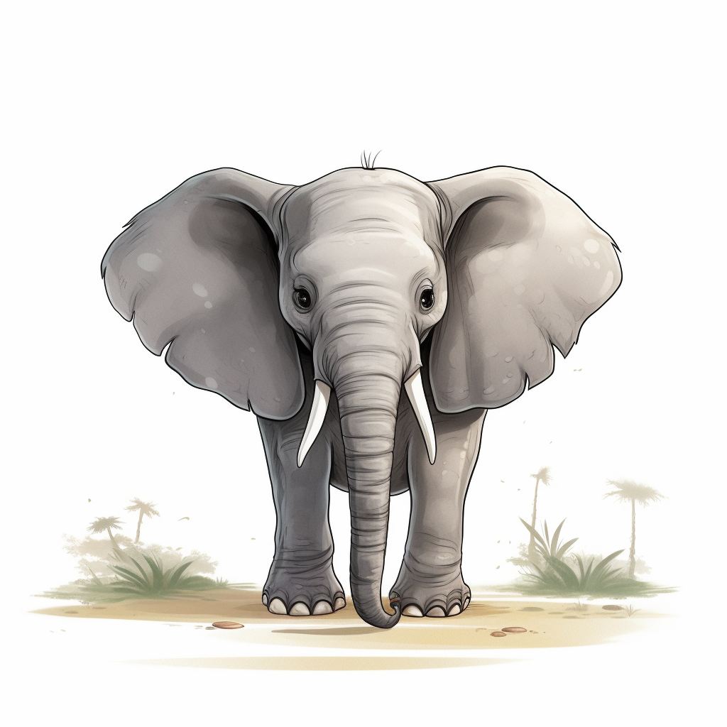 Cartoon elephant seen from behind