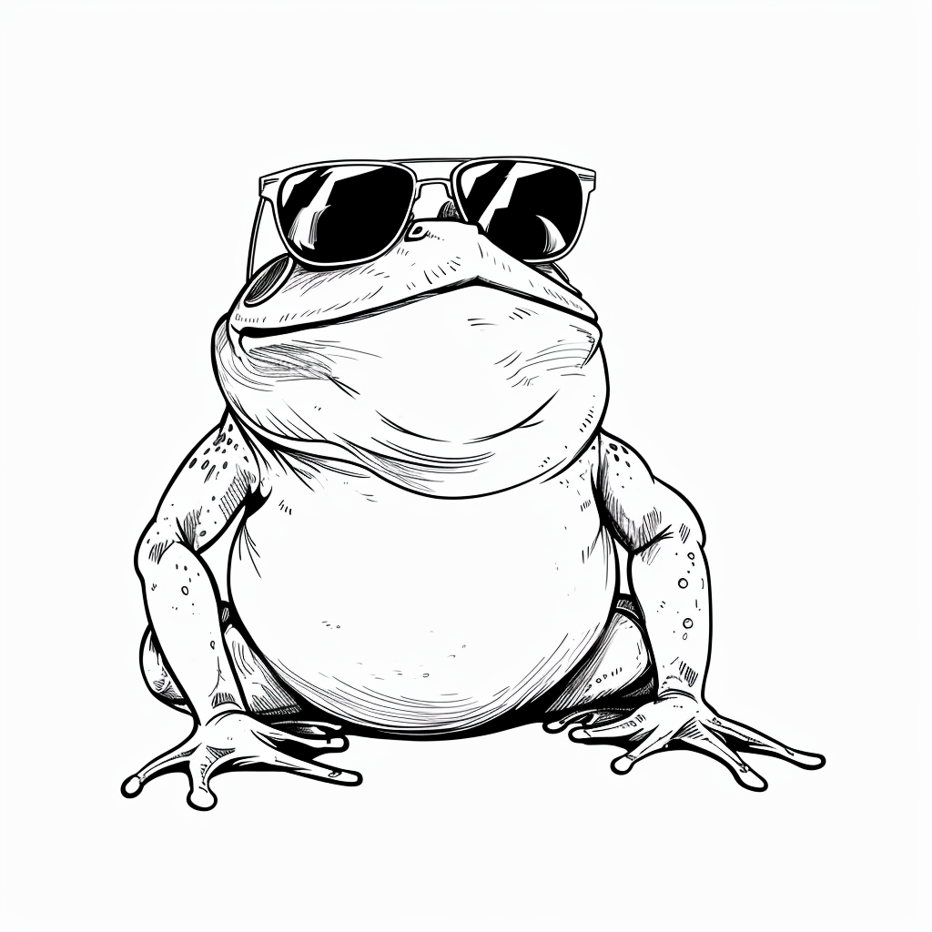 Minimalistic drawing of cartoon fat frog