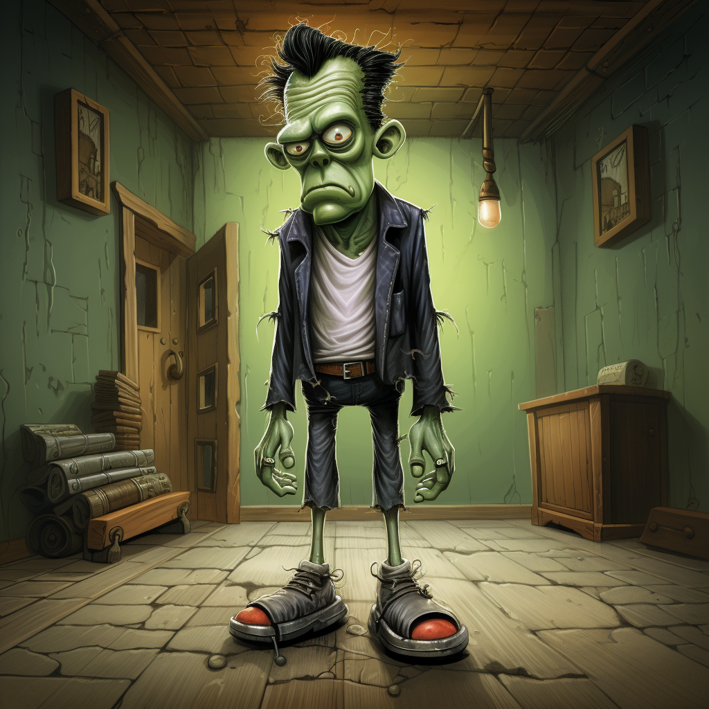 Cartoon Frankenstien with Black Shoes