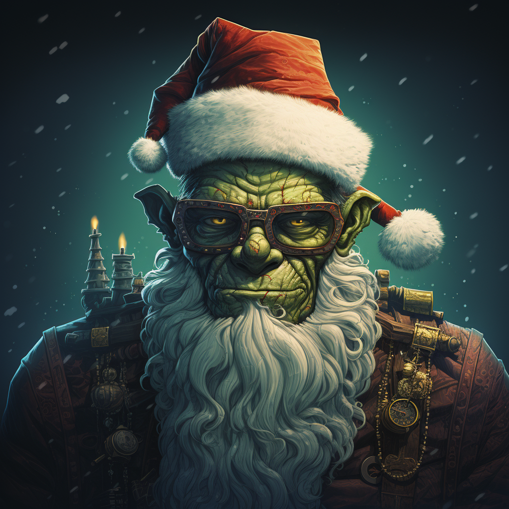 Funny Cartoon Frankenstein Santa Claus