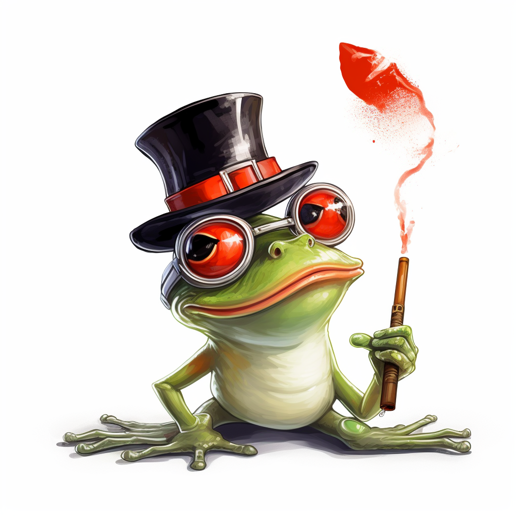 Playful cartoon frog blowing a whistle