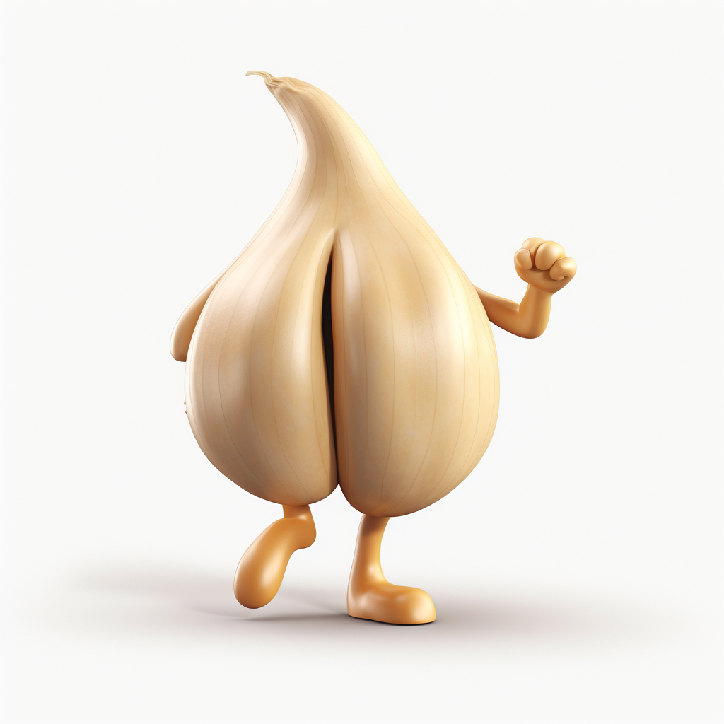 Whistling cartoon garlic clove on transparent background