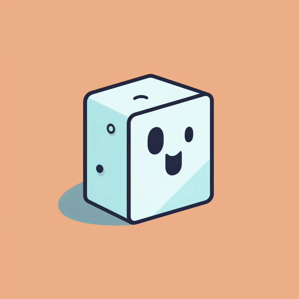 Minimal linework cube logo with cartoon ghost