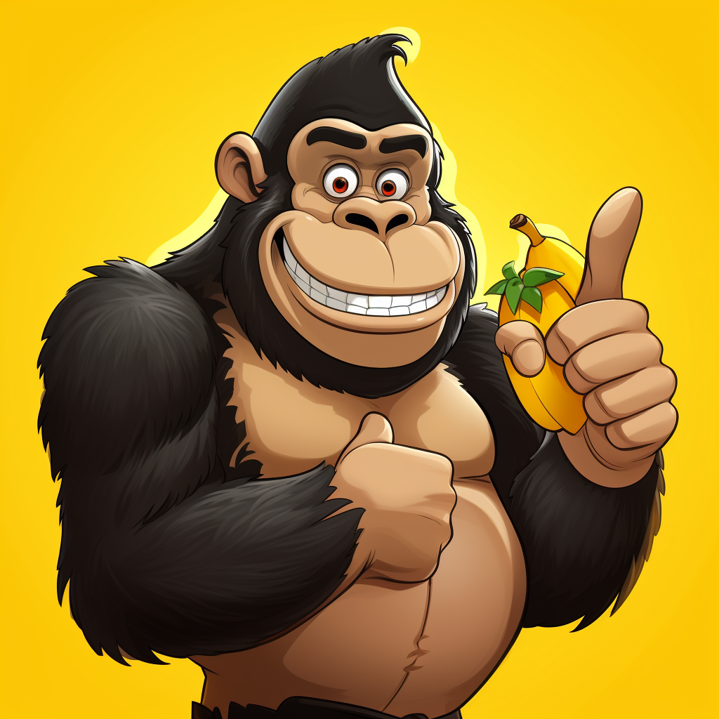 Cartoon gorilla with banana