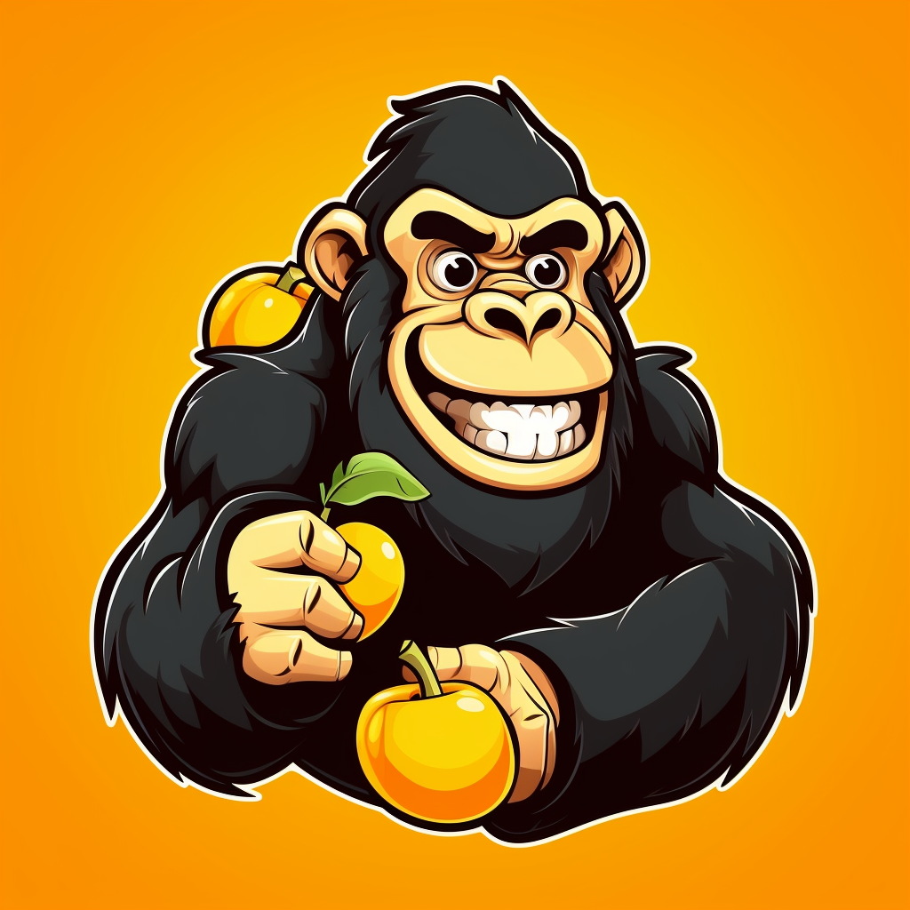 Cartoon gorilla holding banana