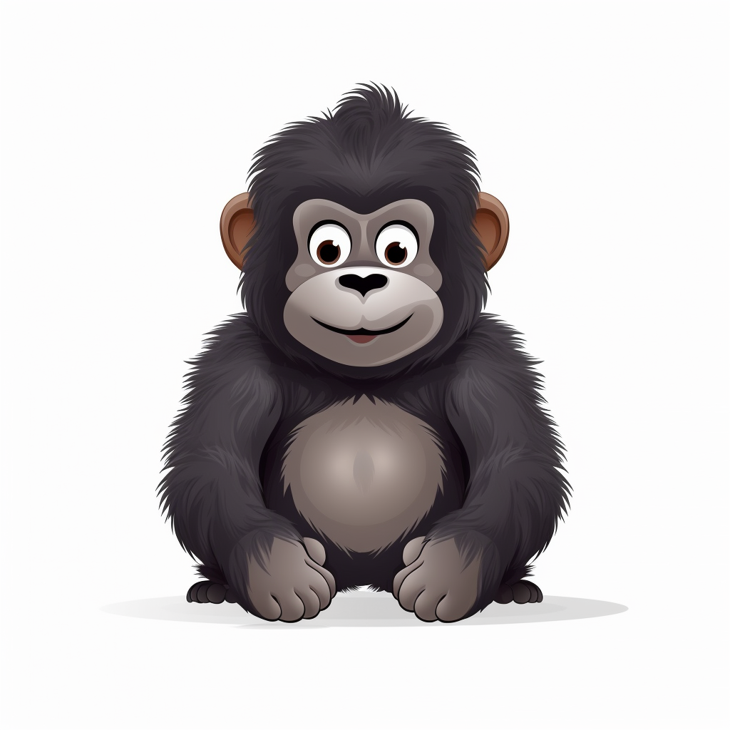 Cute cartoon gorilla on white background