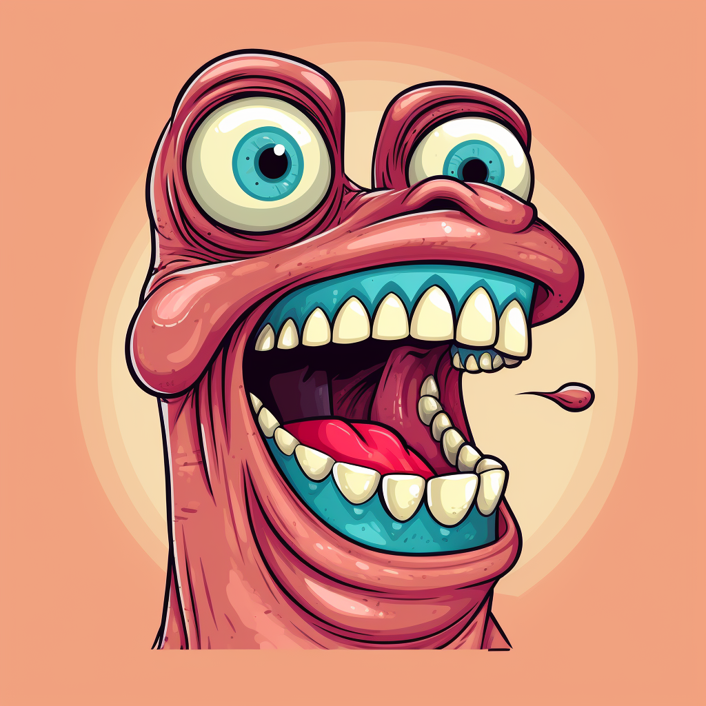 Cartoon hand with tongue and teeth