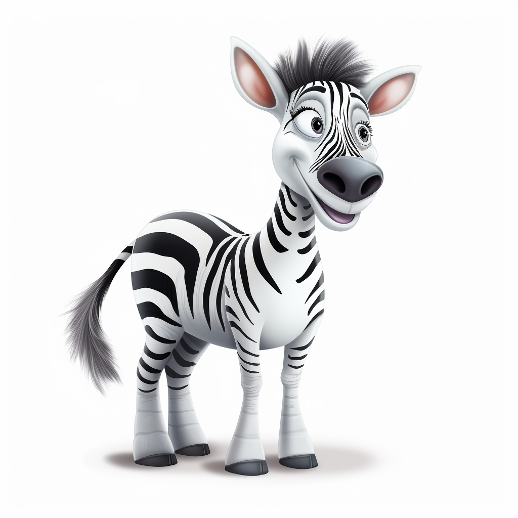 Cute cartoon zebra on white