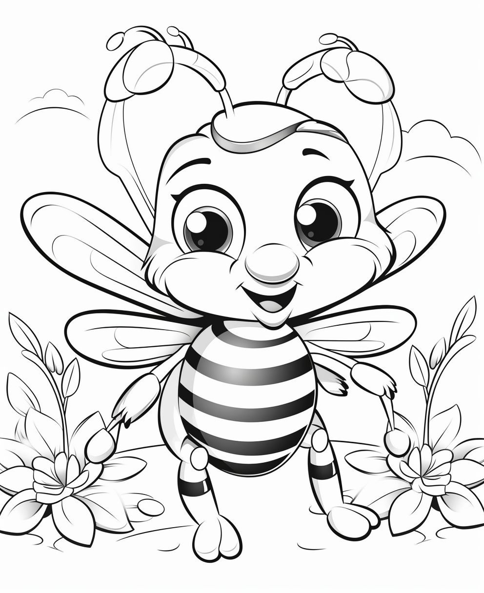 Honeybee coloring page for kids