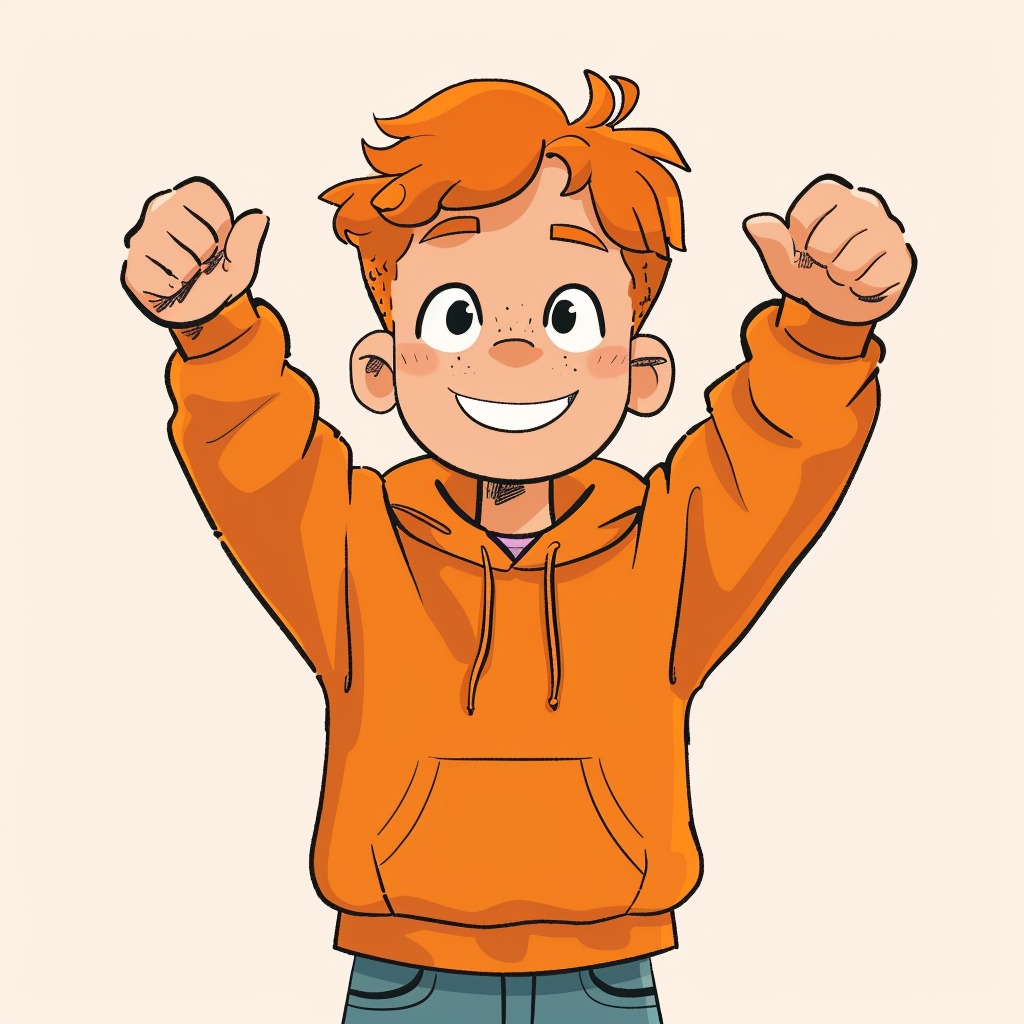 Cartoon kid with orange hair