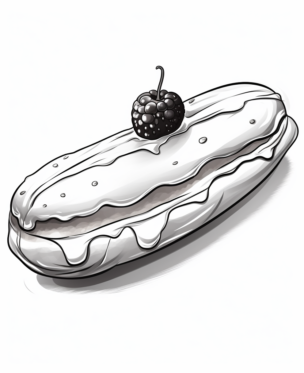 Cartoon style eclair coloring page