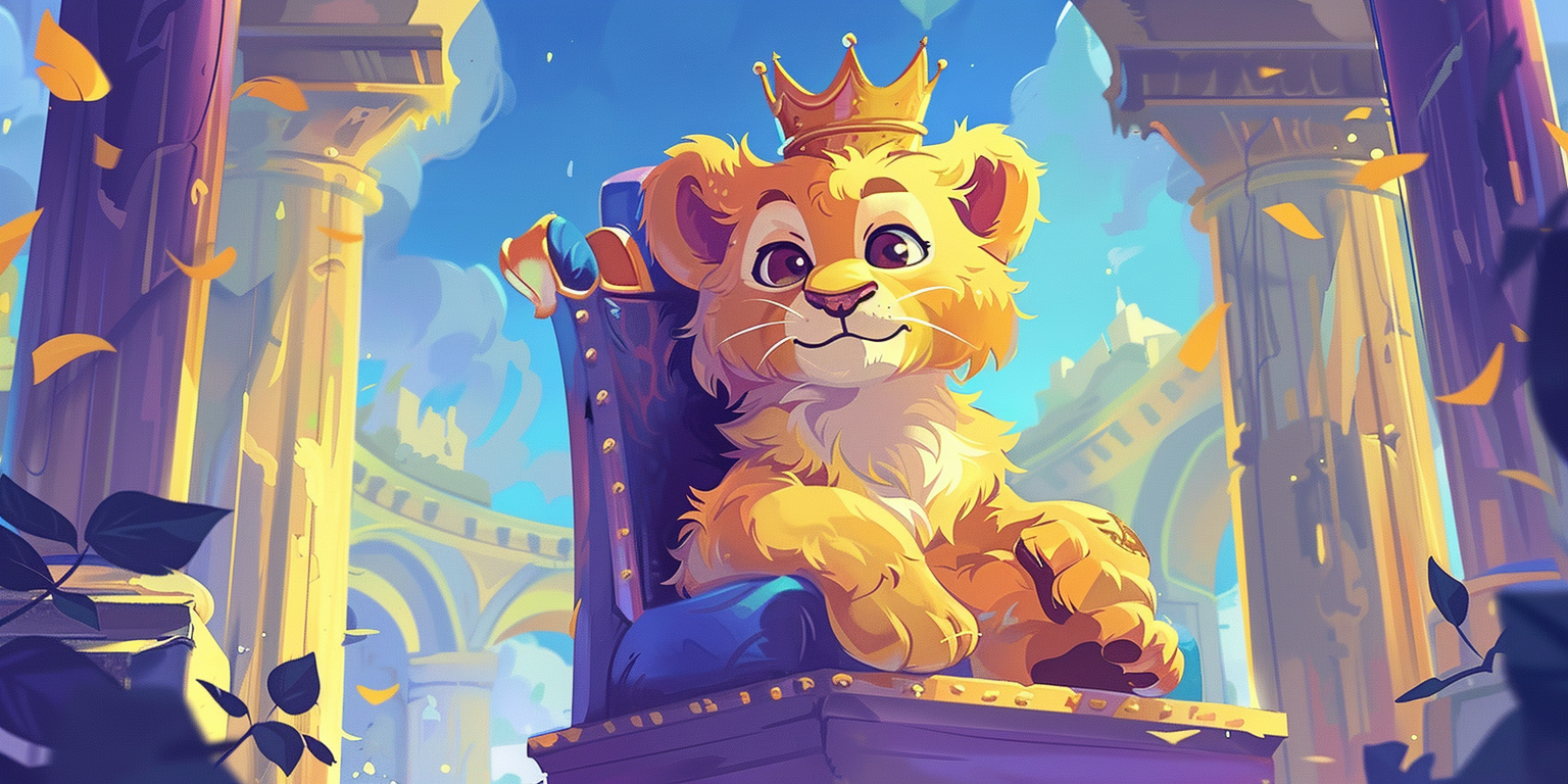 Cute Cartoon Lion Cub Throne