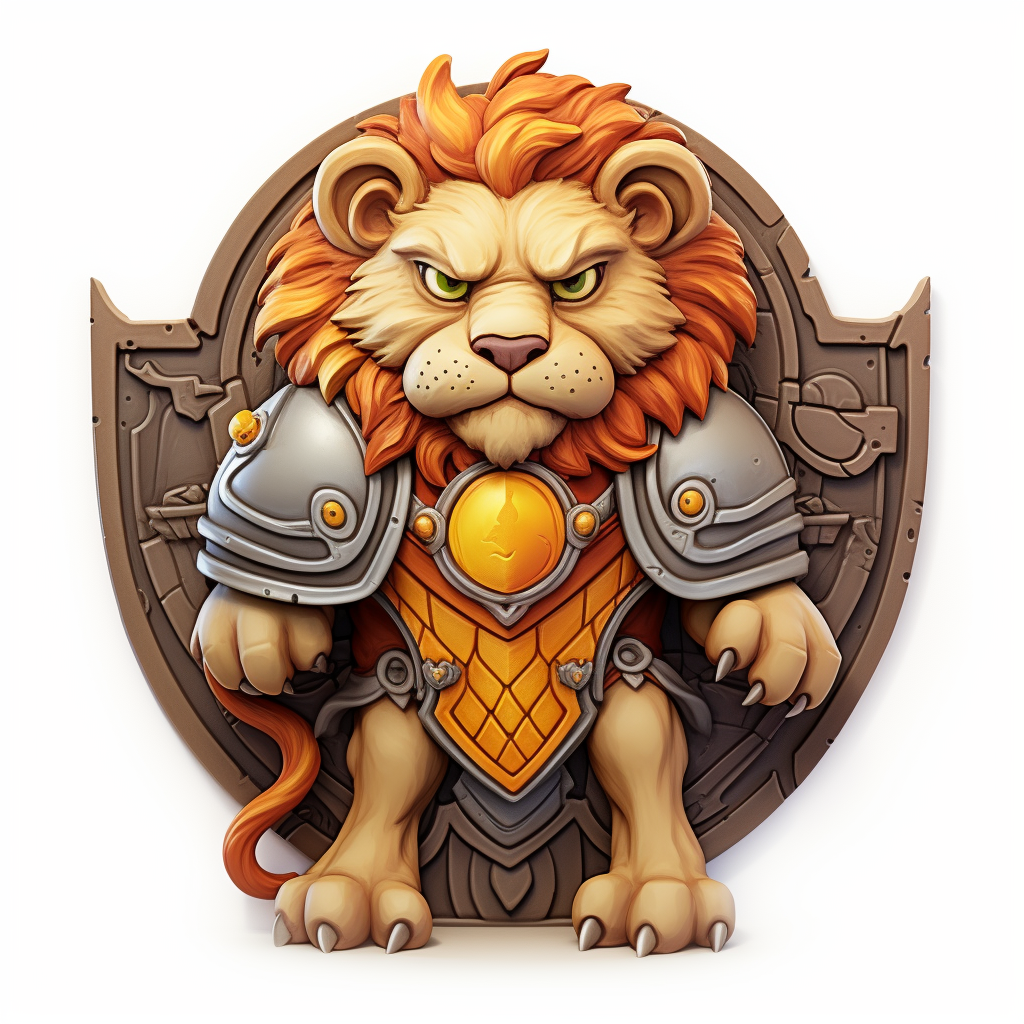 Cartoon Lion with Regal Shield