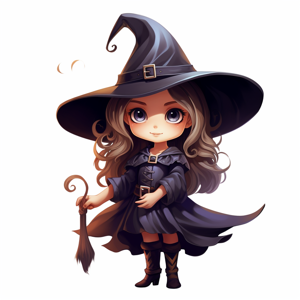 Cute little witch in game art style